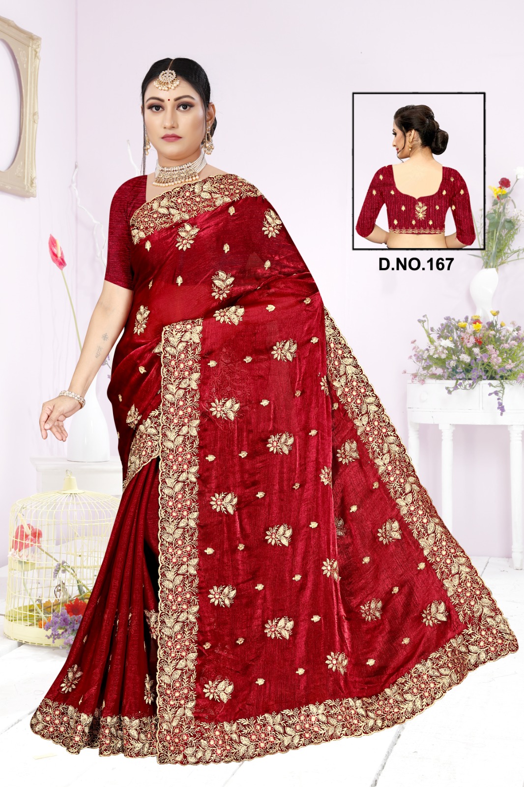 Women Embellished Party Wear Saree with Unstitched Blouse